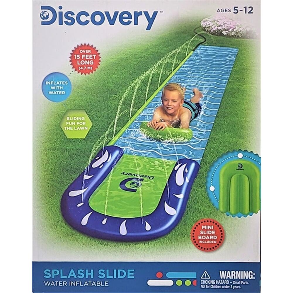 Discovery Inflatable Splash Water Slide 15 ft. Sliding with Mini Board NEW